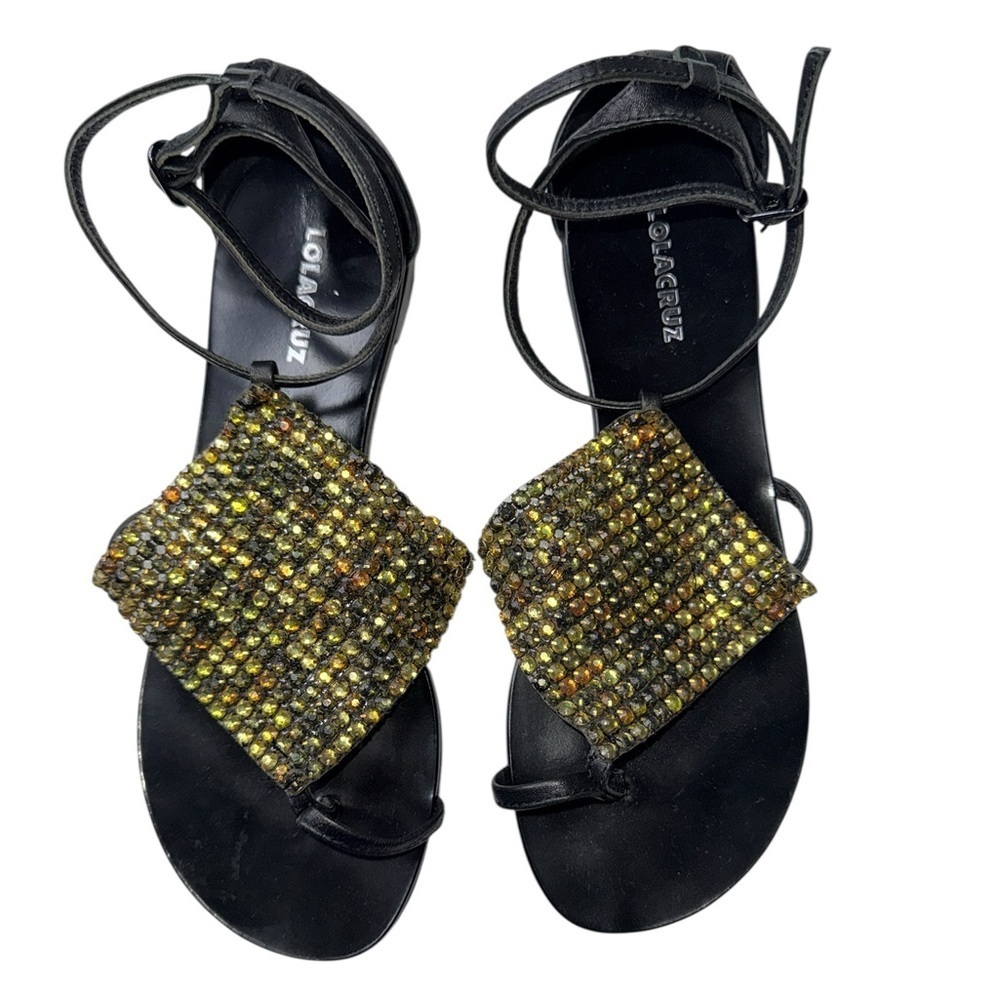 Lola Cruz Gold Jewel sandals.